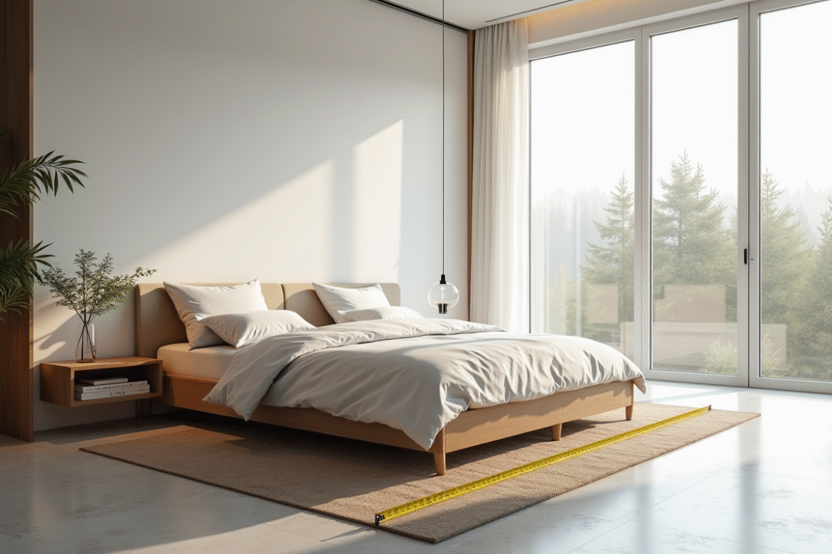 Chambre moderne avec lit queen size et grande fenetre