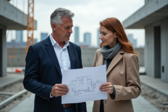 Chef de chantier et architecte sur site de construction