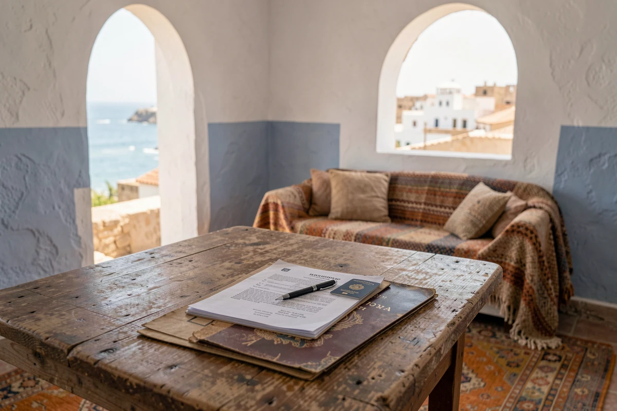 Documents de garantie pour location mensuelle dans un appartement meublé à Essaouira avec vue sur la médina