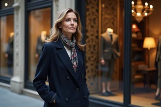 Femme élégante dans une rue chic de Paris