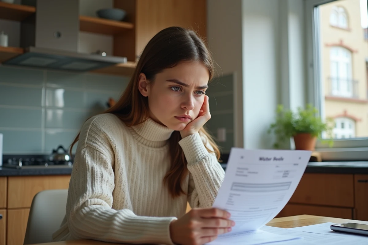 Jeune femme regardant une facture d