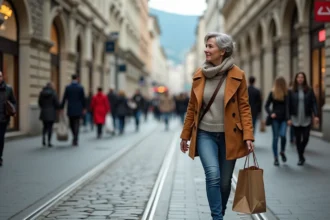 Femme urbaine dans Grenoble en printemps