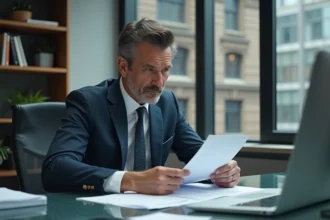 Homme d'affaires en réunion de travail dans un bureau moderne