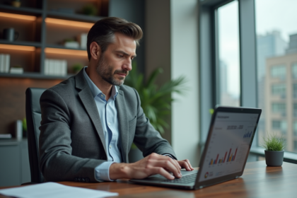 Homme d'affaires analysant des graphiques financiers