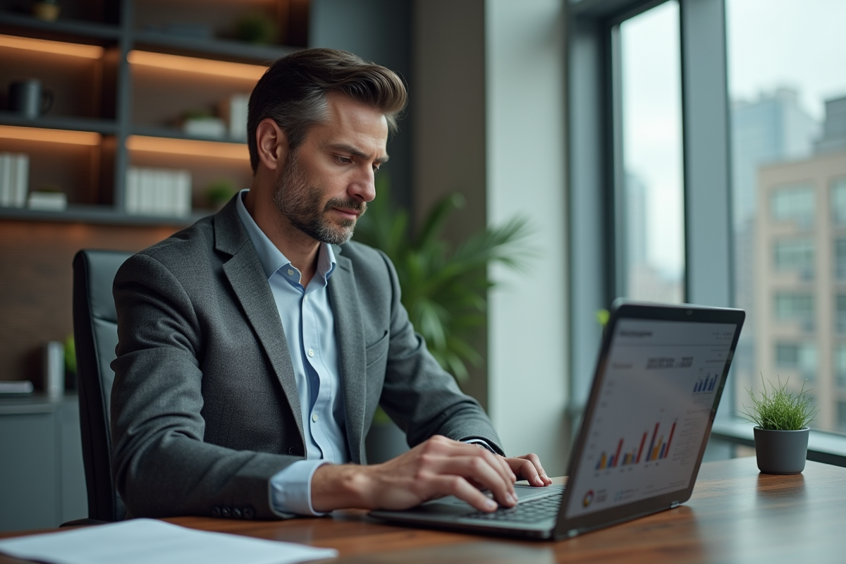 Homme d'affaires analysant des graphiques financiers