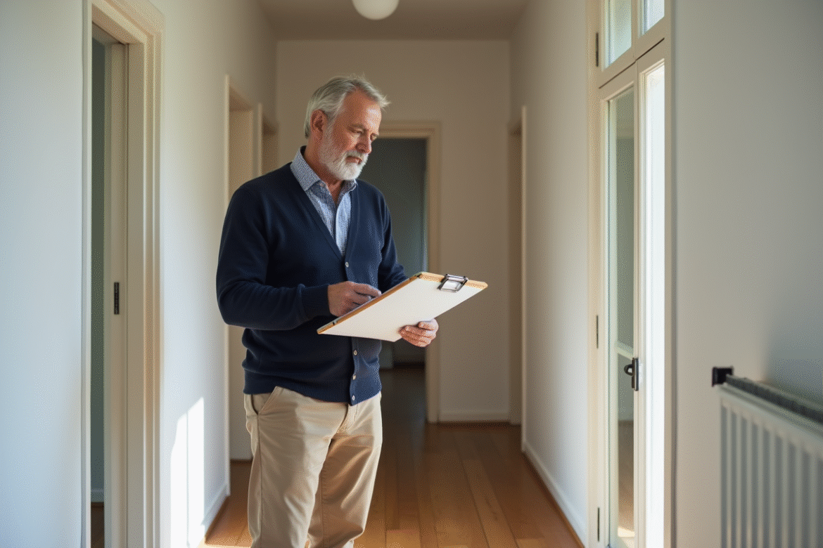Homme français en rénovation d appartement avec plan